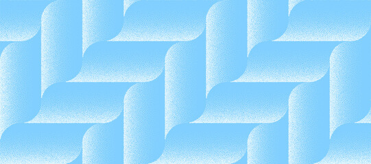 Blue vector pattern with flowing curved ribbons created from grain stipple ultra wide background. Soft gradients and dotted forms unite into a contemporary digital graphic for stylish visual projects
