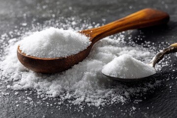 Chemical Structure of Monosodium Glutamate with Spoonful of Flavor-Enhancing White Powder