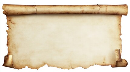 Old Parchment Scroll Isolated on White Background