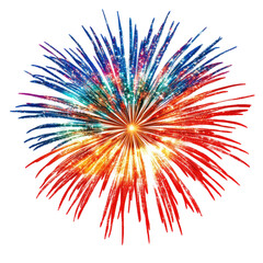 Fireworks In Mid Explosion Colorful  isolated on a transparent background