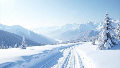 A pristine snow-covered landscape, stark white on white , snow texture, ice, abstract