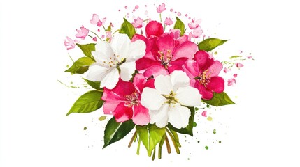 Vibrant bouquet of pink and white blossoms.
