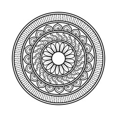 Mandala Art Intricate Black and White Design with Detailed Geometric Patterns and Sacred Geometry