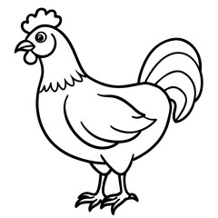 Smooth Line Art Chicken Graphic