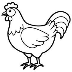 Smooth Line Art Chicken Graphic