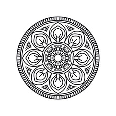 Mandala Design Circular Pattern Intricate Floral Motif Black and White Illustration Symmetrical Artwork
