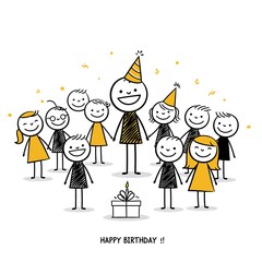 Birthday party celebration group