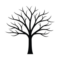 Winter Bare Trees Vector Icon Thin Branches And Clean Design