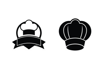 Chef Hat Logo Design Black And White Culinary Symbol Set Vector Illustration