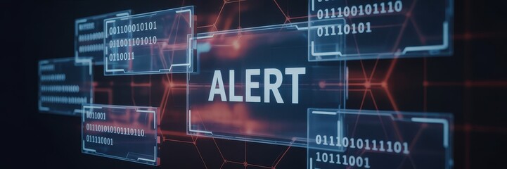 Digital alert system display with binary code.