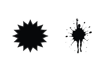 Abstract Black Silhouettes On White Background Representing Shape And A Person