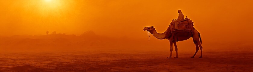 Camel in Sandstorm Sunrise
