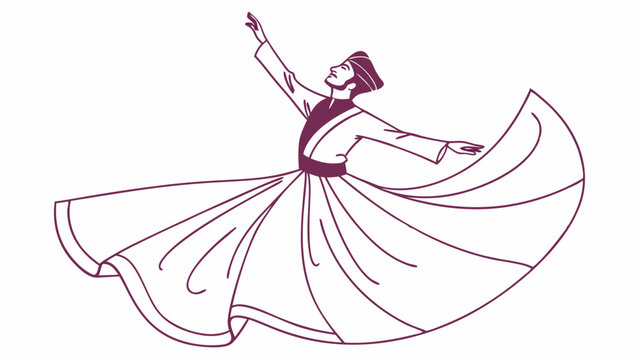 whirling dervish in purple outline clip art preview
