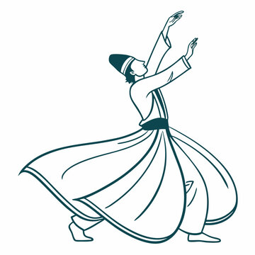 whirling dervish dancer in white clip art preview