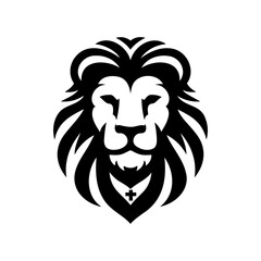 Lion head logo vector design.black and white