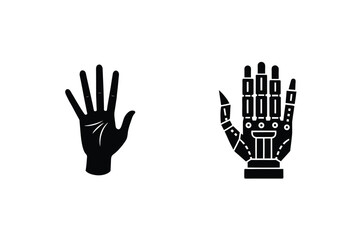Human And Robot Hands Representing Evolution Of Technology And Progress