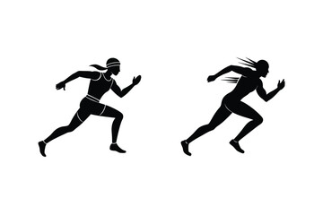 Vector Illustration Of Athlete Sprinting In Running Race Silhouette Graphic Design