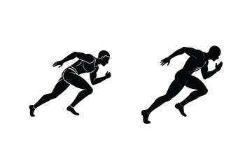Running Man Silhouette Sport Fitness Athlete Jogging Exercise Sprint Vector