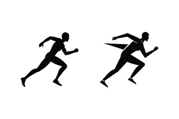 Runner Silhouettes In Motion Athletics Competition And Speed Performance Isolated On White