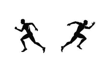 Runner Silhouette Sprinting Fast Athletics Speed And Competition Vector Illustration Graphic Design