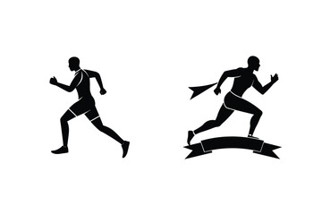 Runner Silhouettes Marathon Athletes Sprinting Towards Victory Vector Graphic Templates For Sports Designs