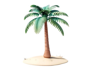PNG 3d palm tree on summer beach island. cutout, transparent