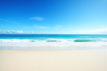 Obraz premium beach with waves crashing on the sand and a blue sky