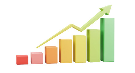 Isolated Growing Bar Graph with Upward Arrow