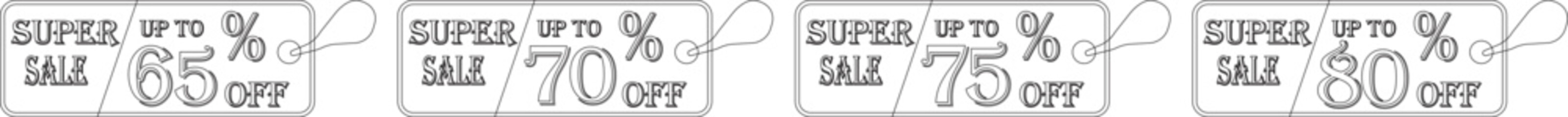 super sale tag line art icon set . sale sticker for advertising in a discounted store.badge template with sale percentage symbol, discount price tag.sale label collection suitable for promotion media.
