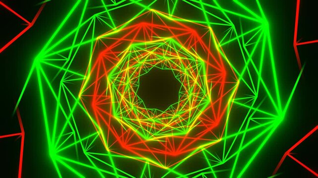 Green and Red Neon Grided Lines Background VJ Loopin in 4K