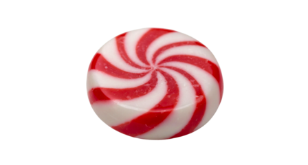 Round peppermint candy isolated on transparent background
