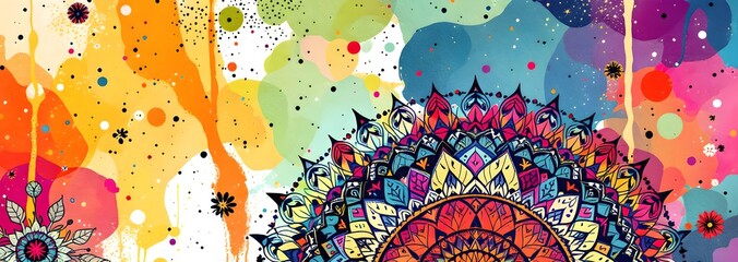 Colorful Mandala Boho Bohemian Illustration 