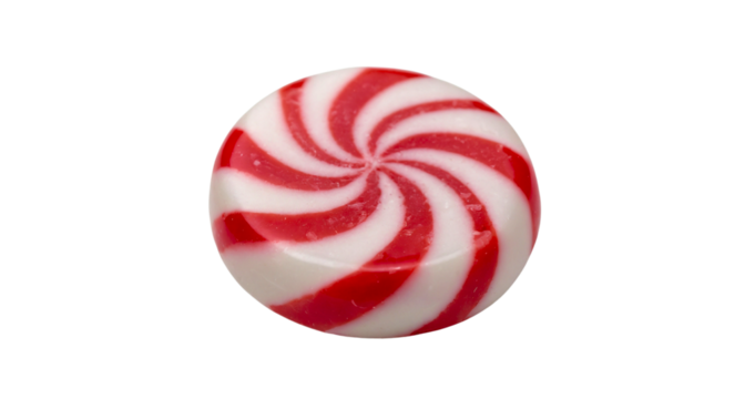 Round peppermint candy isolated on transparent background
