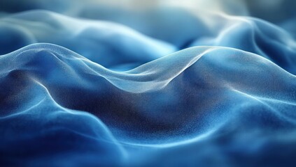 Obraz premium Close-up view of flowing, shimmering blue fabric.