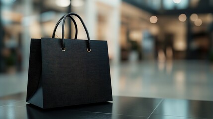 Elegant black shopping bag perfect for upscale retail or fashion promotions