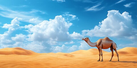 Desert landscape camel sunny day