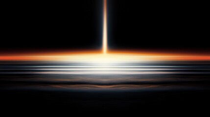 A digital art piece depicting a radiant, glowing line against a dark background, with a gradient of orange and red hues.