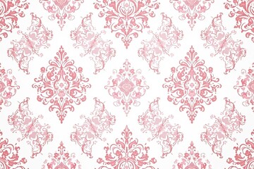 Subtle blush pink paisley damask pattern on white background , minimalist, home, serene