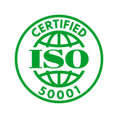 iso 50001 energy management system certified, vector illustration isolated on white background