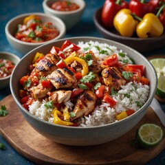 Chicken Fajita Bowl &ndash; Flavorful Mexican Dish in Full HD Photography