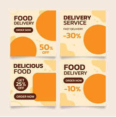 Food Delivery Facebook Cover Template &ndash; 4 Modern Promotional Designs