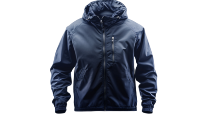 Stylish Navy Blue Windbreaker Front View Mockup on White Background