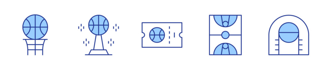 basketball, basketball court, ticket. Basketball Icon vector illustration. Line Duotone style. Editable stroke