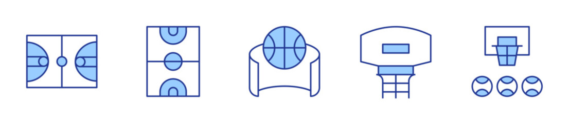 basketball, basketball court, basketball hoop. Basketball Icon vector illustration. Line Duotone style. Editable stroke
