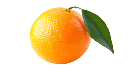 Fresh Orange Fruit with Leaf Isolated on White Background for Vibrant Citrus Concepts