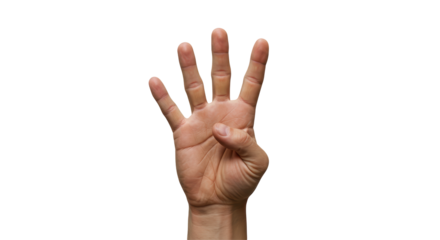 Isolated Human Hand Showing Four Fingers