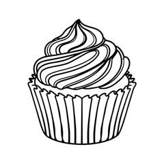 Minimalist black and white cupcake illustration delicious dessert pastry design baking sweet treat clip art
