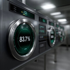 Digital display showing product rejection rates, with focus on efficiency and performance metrics. sleek design highlights modern technology in professional setting