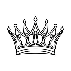 Black and white vector graphic of a stylized crown with ornate details and gemstones