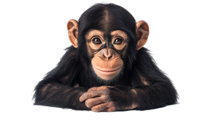 Adorable Young Chimpanzee Sitting Comfortably in Natural Habitat